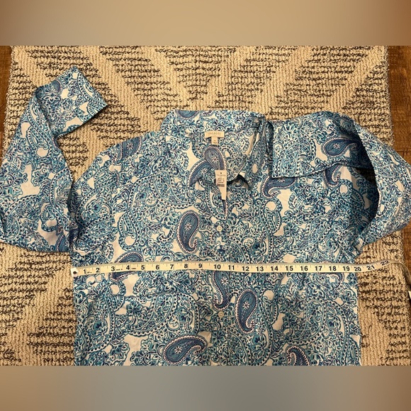 NWT Talbots Paisley cotton  button down shirt - Picture 5 of 10
